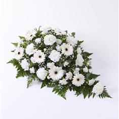 white germini and carnation spray