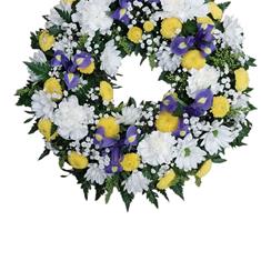 classic wreath, blue, white and yellow