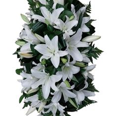 white lily casket spray