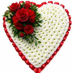 large red and white heart - rose cluster
